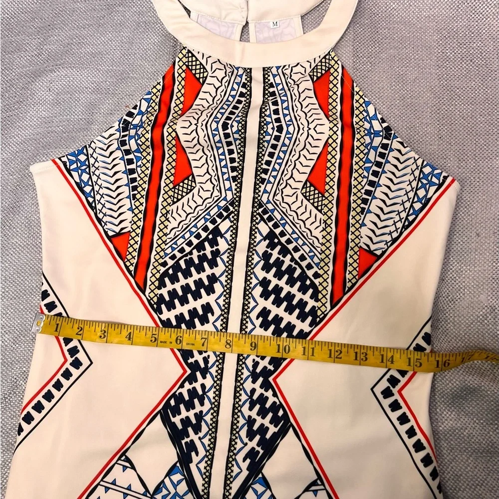 Geometric Print Halter Dress‎